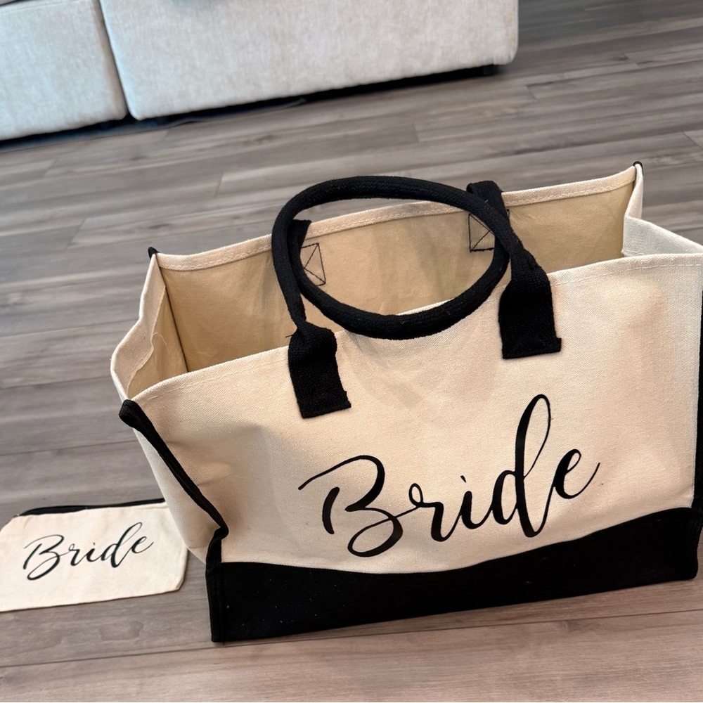 Bride Canvas Tote Bag - Black and Cream